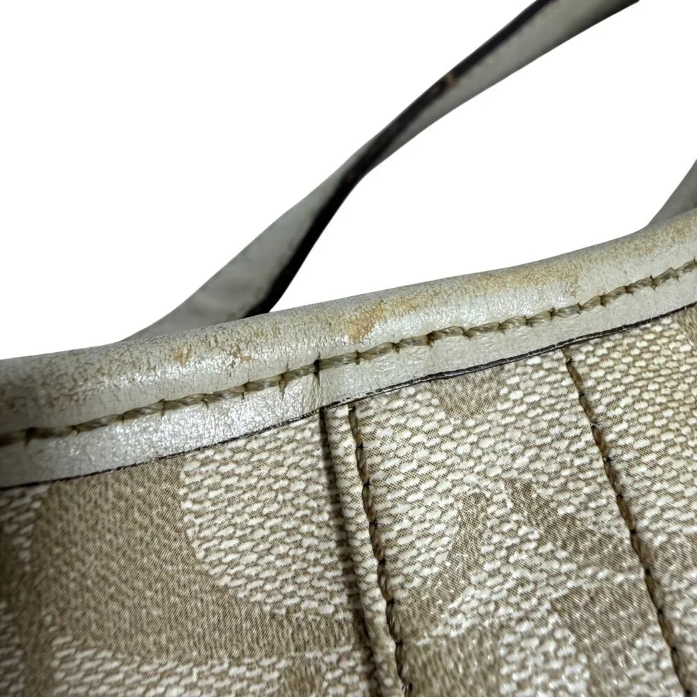 Coach Chelsea Signature Logo Stripe Heritage Pink/Beige Canvas Hobo Bag 13193
